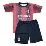 Kit Futebol Infantil Milan Rossoneri Camisa E Short