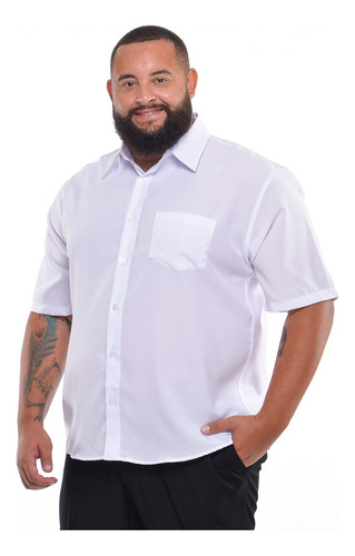 Camisa Social Extra Grande Plus Size Manga Curta Premium Top