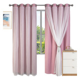 Cortinas Opacas De Gasa De Doble Capa, 264 Cm X 213 Cm, 2 Pa