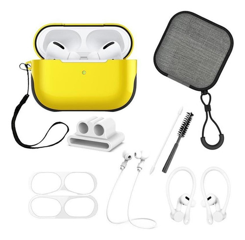 Funda Alto Brillo Y Kit Accesorios Para AirPods Pro 9 Piezas