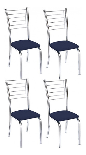Kit 4 Cadeiras Lara Para Cozinha-corino Azul-gat Magazine