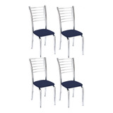 Kit 4 Cadeiras Lara Para Cozinha-corino Azul-gat Magazine