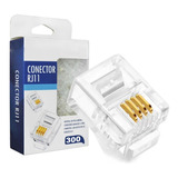 300pcs Plug Conector Rj11 6x4 Crimpar 4 Vias Telefonia Pct