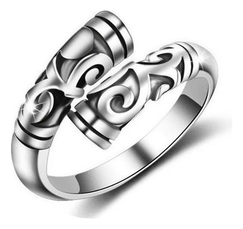 Anillo De Plata Para Mujer De Moda Ajustable Retro Regalo