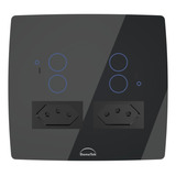 Interruptor Touch 4 Botões Wi-fi + 2 Tomadas Dometek Cor Preto 20a