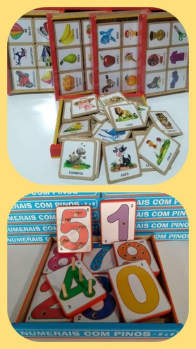 Kit De Brinquedos Educativos Pedagógicos De Madeira