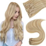 Easyouth Extensiones De Cabello Humano Rubio Con Clip De 14