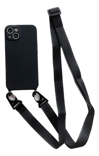 Capa Capinha Para iPhone 13 Preto Com Alça Cordão