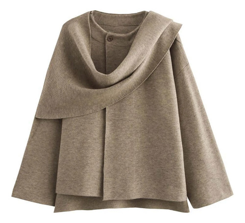 Suéter En Forma De X Para Mujer, Casual, De Manga Larga, Tej
