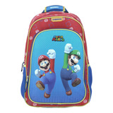 Mochila Escolar Grande Chenson Primaria Mario Bros Con Luigi Mb65703-9 Coleccion Jumpers Color Azul