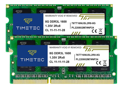 Memoria Timetec 16gb Ddr3l 2x8gb 1600mhz 76tt16nusl2r8-8g