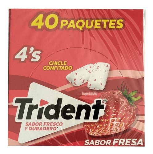 Caja Chicle Trident Fresa 4 S En 40 Paquetes De 40 Piezas