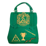 Mochila Harry Potter Hogwarts Slytherin Mochila De Mujer Color Verde Diseño De La Tela Liso