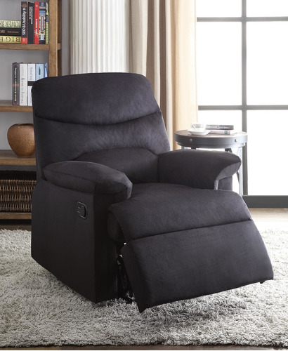 Silla Reclinable En Roble Y Tela, Color Negro- Simple