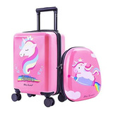 Equipaje Unicornio Para Niñas Con Ruedas Giratorias, Set De