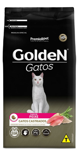 Ração Premier Golden P/ Gatos Adultos Castrados Peixe 10,1kg