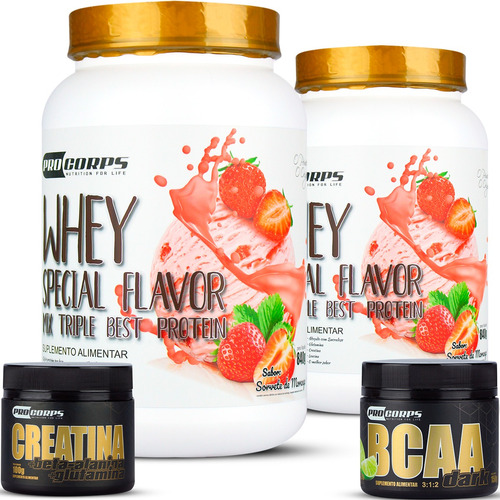 Combo 2 Whey Pro Corps 900g + 1 Bcaa + 1 Creatina