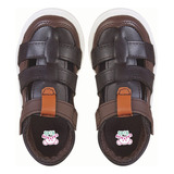 Huarache Para Niño Castalia 514-34 Café Contactel Ajustable