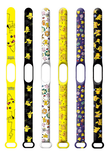 6 Piezas De Correa Estampada Para Xiaomi Band Pikachu Pulser