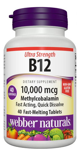 Webber Naturals Vitamina B12 De 10,000 Mcg Ultra Fuerza, 40