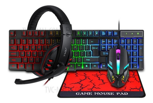 Combo Kit Gamer Teclado Mouse Auriculares T-wolf En Español