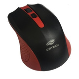 Mouse Sem Fio C3tech M-w20rd 1000 Dpi Vermelho + Mouse Pad 