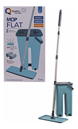 Rodo Flat Mop E Balde Lava E Seca Profissional Com 2 Refil