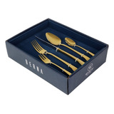 Faqueiro Em Aço Inox Gift Box Wolff Berna Dourado (30 Peças)