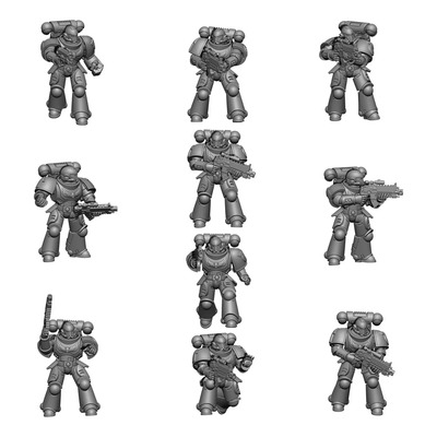 Soldaditos Warhammer 3d Resina Luminum Lights 10 Piezas