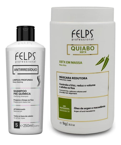 Felps Sh Anti Resíduo 250 + Quiabo Xbtx Em Massa Máscara 1kg