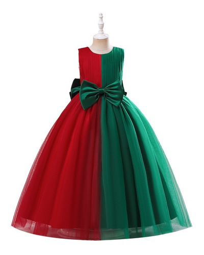 Vestido De Navidad Rojo Y Verde Para Niñas Pequeñas De Tul