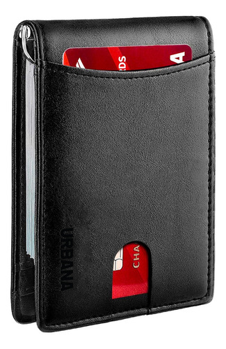 Billetera Ionify Urbana Fold Con Protección Rfid Color Negro Diseño De La Tela Cuero Sintetico