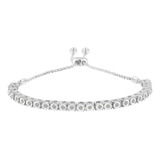 Brazalete De Tenis Bolo Ajustable De Plata Esterlina 925 Con