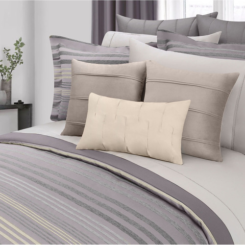 Duvet Queen Size Con Relleno Dalfiori Lujan Color Gris