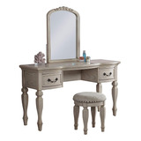 Bobkona Metro Vanity Con Taburete, Blanco Antiguo