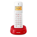 Teléfono Philips  D1401wr Inalámbrico - Color Blanco/rojo