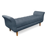 Recamier Olinda Suede 160 Cm Pés Chanfrado Castanhos Cor Azul-marinho