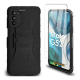 Funda Protector P/ Moto G52, Uso Rudo Con Clip + Mica