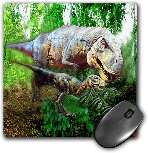 Mouse Pad Dibujo Dinosaurios En La Selva 8 X 8 Pulgadas
