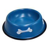 Tazon Comedero Perros Antiderrapante Acero Inoxidable 26x6cm Color Azul