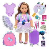 23 Pcs American 18 Inch Girl Doll Accesorios Maleta Equ...