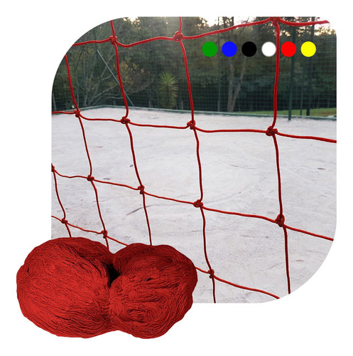 Rede Proteção Quadra / Campo 4x10m Fio 2mm Malha 12cm Nylon Cor Vermelho