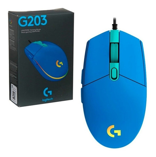 Logitech Mouse Lightsync Blue Optico Gaming G203