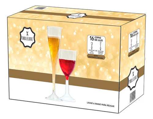 Tableluxe Copas Plastico Lujo Para Vino Y Champagne 16 Pzas