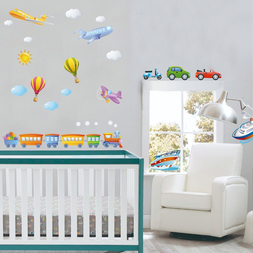 Vinilos Decorativos Infantil Avion Barco Auto Trasnporte