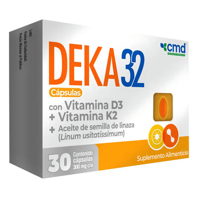 Deka 32 | Vitamina D3 + K2 + Aceite Semilla De Linaza 30 Cápsulas Sabor Sin Sabor