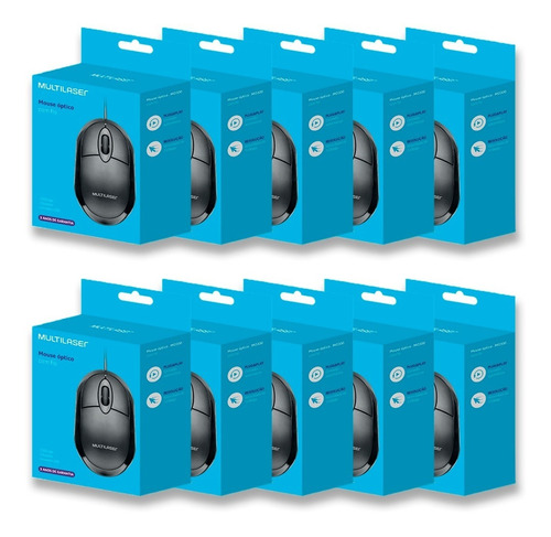 Mouse Para Pc Óptico Usb 1200dpi Atacado/revenda Kit Com 10