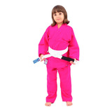 Kimono Jiu Jitsu Torah Kids Combate Pink Infantil Com Faixa