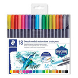 Caneta Staedtler Brush Pen 18 Cores Ponta Dupla 3001tb18