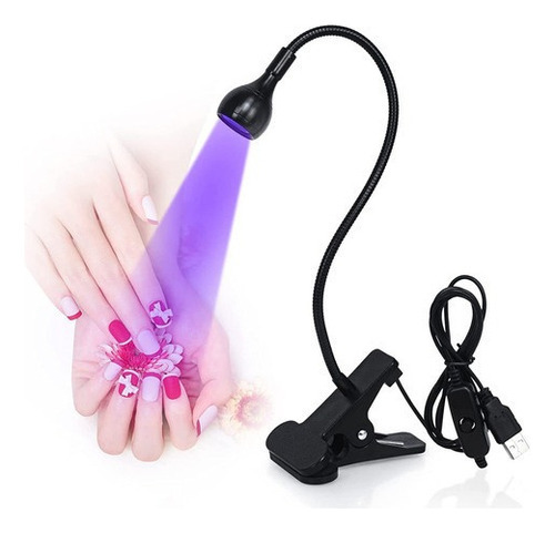 Luminaria Led Uv Clip Portátil Secagem Unhas E Esmaltes Gel Cor Preto